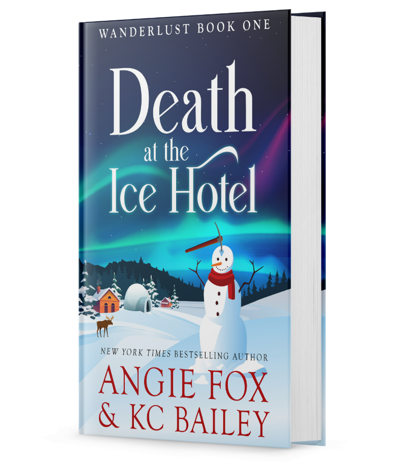 Cover design for Death at the Ice Hotel by Angie Fox & KC Bailey.